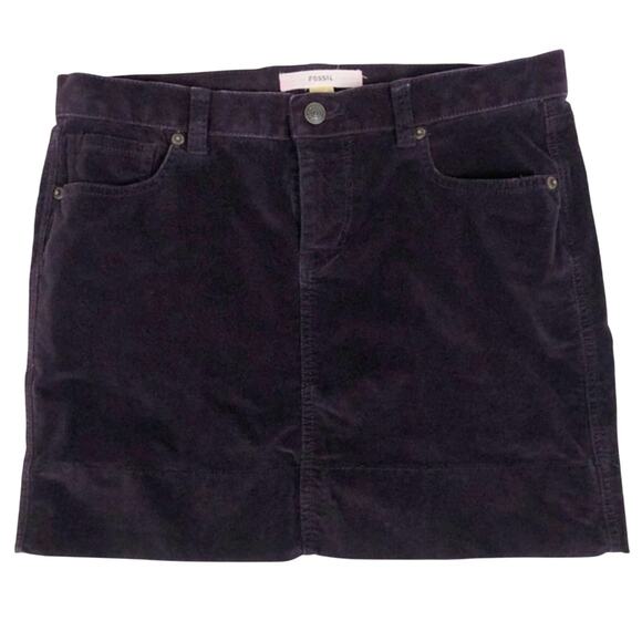Fossil Purple Velvet Mini Skirt - Picture 1 of 4
